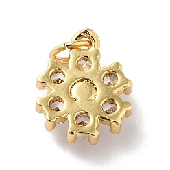 Mixed Color Rack Plating Brass Micro Pave Cubic Zirconia Charms, with Pearl, Cadmium Free & Lead Free, Real 18K Gold Plated, Flower, Mixed Color, 12.5x10.5x4mm, Hole: 3.6mm