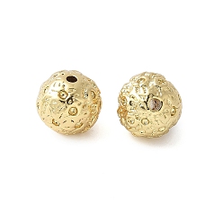 Настоящее золото 18K Латунь круглых бусин, стойки покрытие, долговечный, без кадмия и без свинца, реальный 18 k позолоченный, 11x10.5 мм, отверстие : 1.8 мм