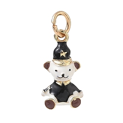 Bear Alloy Enamel Pendants, Golden, Bear Charms, 18x10x5.5mm, Hole: 4mm