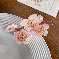 Pink Заколки для волос с большими когтями из ацетата целлюлозы с цветком, для женщин и девушек, густые волосы, розовые, 40x83 мм