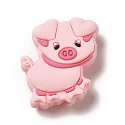 Pink Пищевые экологически чистые силиконовые фокусные шарики, свинья, розовые, 28x25x10 мм, отверстие : 2.5 мм