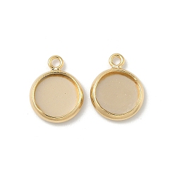 Настоящее золото 24K Плоские круглые настройки кабошон латунь подвесные, стеллажное покрытие круглые пустые поддоны с окантовкой, долговечный, без свинца и без кадмия, реальный 24 k позолоченный, лоток : 8 мм, 13x10x2 мм, отверстие : 1.5 мм