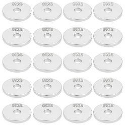 Платина 20шт. плоские круглые шайбы из стерлингового серебра, с замшевой тканью из поликарбоната квадратной серебряной полировальной салфеткой, платина, 1 мм, отверстие : 4x0.5 мм