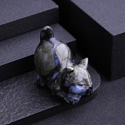 Glaucophane Резная статуя кошки из натурального глаукофана, Камень Рейки для домашнего офиса, рабочего стола, украшение по фэн-шуй, 38x22 мм
