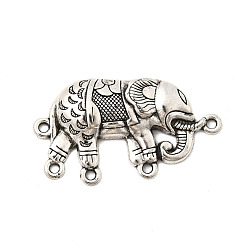 Античное Серебро Тибетский стиль компоненты сплава люстра ссылки, слон, без свинца и без кадмия, античное серебро, 19.5x33.5x4.5 мм, отверстие : 1.6 мм, Около 400 шт / 1000 г
