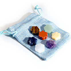 Смешанные камни 7 тема чакр натуральный кристалл кварца, зеленый авантюрин, кальцит, красная яшма, тигровый глаз, желтый нефрит и целебные камни аметиста, Камни рейки для балансировки энергии медитативной терапии, 16x6 мм, 7 шт / пакет