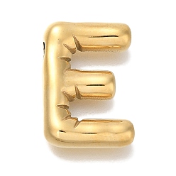 Letter E Вакуумное покрытие pvd 304 подвески из нержавеющей стали, реальный 18 k позолоченный, буквенное очарование, Письмо E, 19.5x13.5x4.5 мм, отверстие : 2 мм