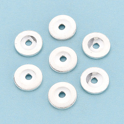 Серебро 925 стерлингов серебряные шарики Spacer, плоско-круглые, серебряные, 7x1 мм, отверстие : 1.5 мм