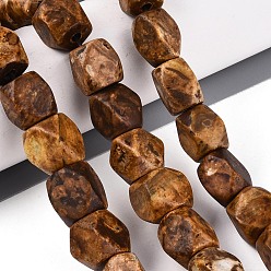 Седло Коричневый Природный агат бисер нитей, многоугольник, окрашенная и подогревом, седло коричневый, 13~15.5x13~16x13~16 мм, отверстие : 1.4~1.6 мм, около 22 шт / нитка, 12.01~12.40'' (30.5~31.5 см)