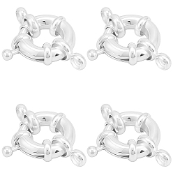 Посеребрённый 12шт. латунные пружинные застежки-кольца, кольцо, 925 серебро покрытием, 23.5x17x5 мм, отверстие : 2.6 мм