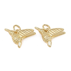 Настоящее золото 18K Стойки обшивки латунные подвески, с прыжковых колец, долговечный, без свинца и без кадмия, птица, реальный 18 k позолоченный, 12.5x16x8 мм, Перейти кольцо: 4.6x0.8 мм, 3 мм внутренним диаметром