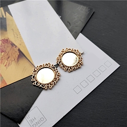 Golden Alloy Cabochon Settings, Flat Round, Golden, Tray: 15mm, 23.5x23.5mm