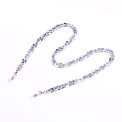 WhiteSmoke Eyeglasses Chains, Neck Strap for Eyeglasses, with Opaque Acrylic Cable Chains and Rubber Loop End, Platinum, WhiteSmoke, 26 inch(66cm)