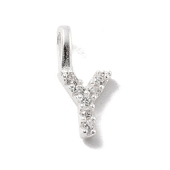 Letter Y 925 серебро 925 пробы с подвесками из циркония, буквы, Письмо Y, 10.5x4.5x1.5 мм, отверстие : 2.5x1.5 мм