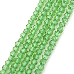 Светло-зеленый Стеклянные бусины с гальваническим покрытием , гальваническое покрытие, граненые, счеты, светло-зеленый, 2x1.5~1.6 мм, отверстие : 0.8 мм, около 235 шт / нитка, 14.17 дюйм (36 см)