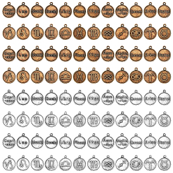 (52) Непрозрачная лаванда Подвески из сплава , двенадцать созвездий, плоско-круглые, разноцветные, 21.5x18x2 мм, отверстие : 1.8 мм, 12 шт / комплект, 2 цветов, 5 комплектов / цвет, 10sets / коробка