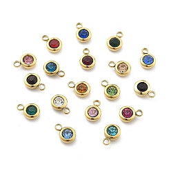 (52) Непрозрачная лаванда 304 прелести нержавеющей стали, со стразами, плоско-круглые, полирование, реальный 18 k позолоченный, разноцветные, 9x6.5x3.5 мм, отверстие : 2 мм