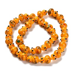 Темно-Оранжевый Бусы лэмпворк ручной работы, Горлянка, темно-оранжевый, 21~22x14~14.5 мм, отверстие : 1 мм, около 25 шт / нитка, 20.51'' (52.1 см)