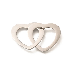 Нержавеющая Сталь Цвет 304 нержавеющей стали связывающий кольца, сердце, цвет нержавеющей стали, 39 мм, отверстие : 14x17 мм