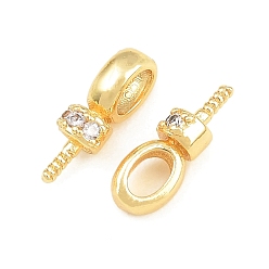 Chapado en Oro Real 18K Enganches de latón con microincrustaciones de circonita cúbica y argolla roscada., por medio perforó perlas, chapado en rack, larga duración plateado, sin plomo y cadmio, real 18 k chapado en oro, 10.5x4x3.5 mm, agujero: 2.5x3.5 mm, pin: 1 mm