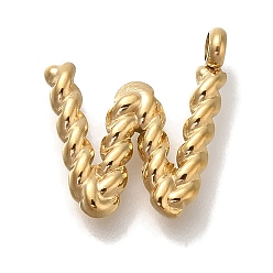 Letter W Вакуумное покрытие pvd 304 подвески из нержавеющей стали, реальный 18 k позолоченный, буквенное очарование, Буква W, 13x12.5x3 мм, отверстие : 1.8 мм