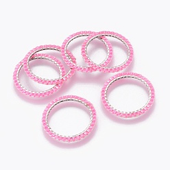 Pearl Pink MIYUKI & TOHO Handmade Japanese Seed Beads, with 304 Stainless Steel Link Rings, Loom Pattern, Ring, Silver, Pearl Pink, 22~23x1.7mm