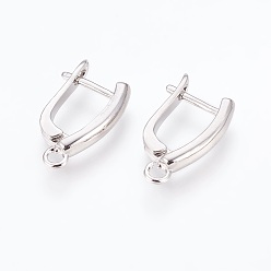 Platine Boucles d'oreilles créoles en laiton avec fermeture à loquet, platine, 19x12x3mm, Trou: 1.2mm, pin: 1 mm