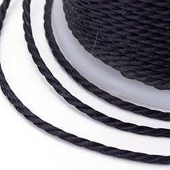 Black Round Waxed Polyester Cord, Taiwan Waxed Cord, Twisted Cord, Black, 1mm, about 12.02 yards(11m)/roll
