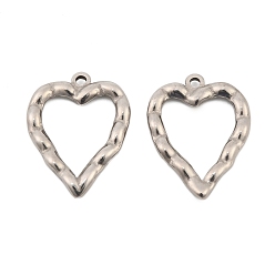 Сердце Кованые 304 подвески из нержавеющей стали, цвет нержавеющей стали, сердце, 26.5x20.5x3 мм, отверстие : 1.8 мм