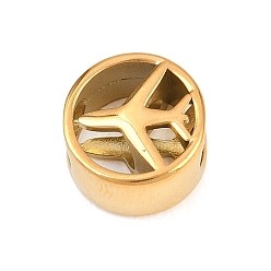 Airplane 304 из нержавеющей стали европейские шарики, бусины с большим отверстием, золотые, плоско-круглые, самолет, 10.5x6 мм, отверстие : 4.5 мм