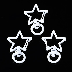 Белый Из экологически чистого сплава, окрашенного распылением, поворотные карабины с карабинами, без кадмия, без никеля и без свинца, звезда, белые, 34x24.5x6.5 мм, отверстие : 5x9 мм