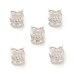 Platine Crémaillère perles en alliage placage, chouette, platine, 7.4x9x6.8mm, Trou: 3.4mm