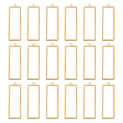 Золотой 20 латунные подвески шт., полый, прямоугольный шарм, золотые, 45.5x15x0.8 мм, отверстие : 1.4 мм