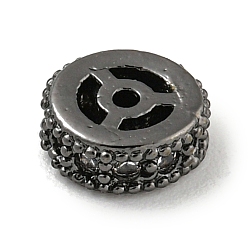 Metallgrau Messing Micro Pave klare Zirkonia Perlen, Flachrund, Metallgrau, 8x2.5 mm, Bohrung: 1.4 mm