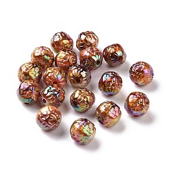 Sienna UV Plating Rainbow Iridescent Acrylic Beads, with Gold Foil, Bud, Sienna, 15x16x16mm, Hole: 3mm