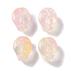 Розовый Краски для выпечки стеклянные бусины, череп, туманная роза, 10x8x7.5 мм, отверстие : 1 мм