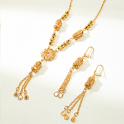 Золотой Комплекты серег и ожерелий с кисточками из нержавеющей стали для женщин, золотые, ожерелья: 27.17 дюйм (69 см)