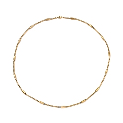 Golden PVD Vacuum Plating 304 Stainless Steel Column Beaded Link Chain Necklace, Box Chains Necklace, Golden, 23.86 inch(60.6cm)