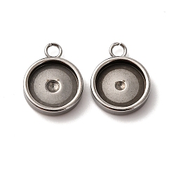 Нержавеющая Сталь Цвет 201 Настройки кабошон из нержавеющей стали кулон, плоско-круглые, цвет нержавеющей стали, лоток : 8.5 мм, 12.5x10x2.5 мм, отверстие : 1.8 мм