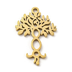 Дерево 201 кулон из нержавеющей стали, лазерная резка, золотые, дерево, 18x12x1 мм, отверстие : 1.2 мм, 5 шт / пакет