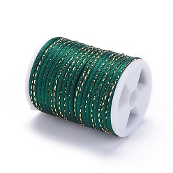 Dark Green Polyester Cord, with Gold Metallic Cord, Chinese Knotting Cord, Dark Green, 1.5mm, about 4.37 yards(4m)/roll