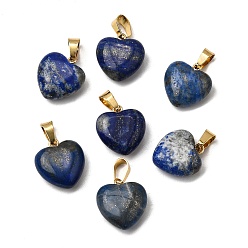 Ляпис-Лазурь Кулоны из натурального лазурита, с фурнитурой латунной золотого тона, шарма сердца, 18x15~15.5x6~8 мм, отверстие : 6x3 мм