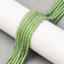 Зеленый Нефрит Природного зеленого нефрита нитей бисера, колонка, 1.2~2.5x2 мм, отверстие : 0.5 мм, около 215~222 шт / нитка, 14.96~15.16'' (38~38.5 см)
