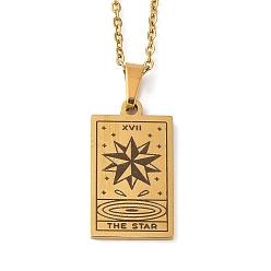 Другие Тема Таро 304 подвесные ожерелья из нержавеющей стали для женщин, кабель ожерелья цепи, реальный 18 k позолоченный, звезда, 455 мм, Кулон : 22.5x13 мм
