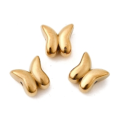 Настоящее золото 18K 304 из нержавеющей стали бусы, очарование бабочки, ионное покрытие (ip), долговечный, реальный 18 k позолоченный, 8x8x4.8 мм, отверстие : 1.1 мм