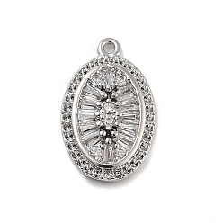 Oval Латунь с подвесками из прозрачного кубического циркония, без кадмия, без никеля и без свинца, платина, овальные, 18x11x2.5 мм, отверстие : 1 мм