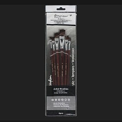 Кокосово-Коричневый Набор кистей, нейлоновая головка щетки с деревянной ручкой и медной трубкой, для акварельной живописи художник профессиональная живопись, кокосового коричневый, 28.3~31.5 см, 6 шт / комплект