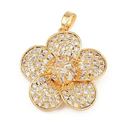 Золотой Латунные микро проложить кубического циркония подвески, , золотые, 26.5x25x7 мм, отверстие : 5x2.5 мм