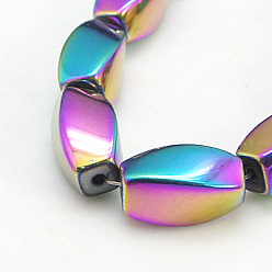 Non-magnetic Hematite Non-Magnetic Synthetic Hematite Beads Strands, Twist, 12x6mm, Hole: 1mm, about 34pcs/strand, 16 inch