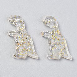 Светлый Золото-желтый Акриловые подвески, блеск порошок, динозавр, светлый золотарник желтый, 29x16x3.5 мм, отверстие : 1.5 мм